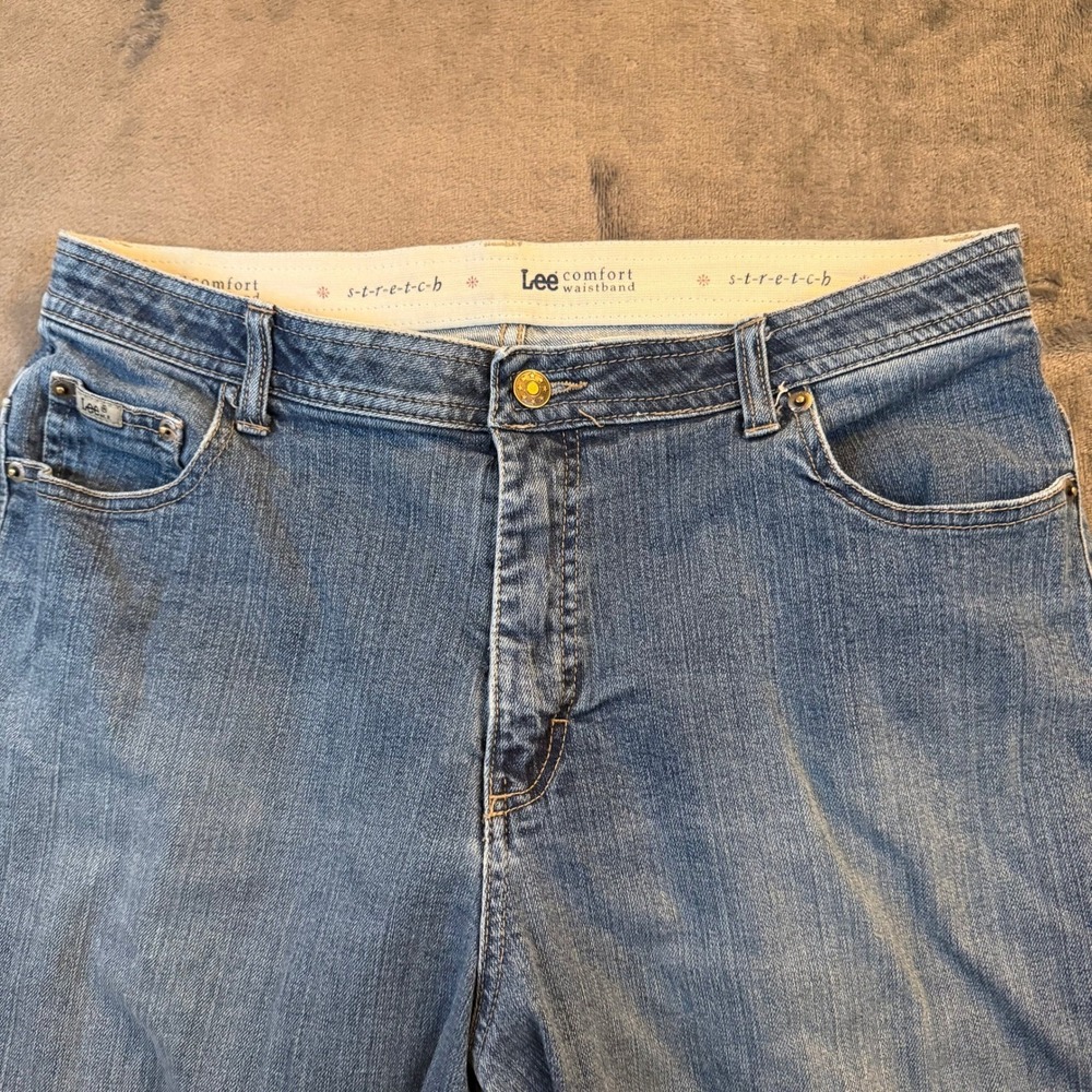 Lee Comfort Waistband Jeans Womens 16 Medium Blue Stretch Straight Leg